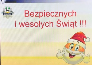 Slajd z napisem&quot;bezpiecznych i wesołych świąt&quot;.