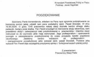 Podziękowanie od pracowników stacji benzynowej