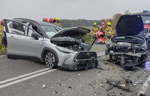 Zderzenie trzech aut na trasie Biała Piska-Szczuczyn